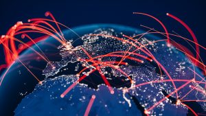 Global Communication Network (World Map Credits To NASA)