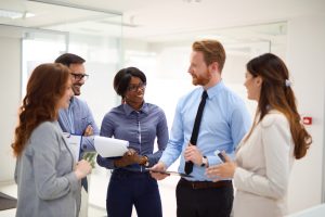 Business people having casual meeting in the office